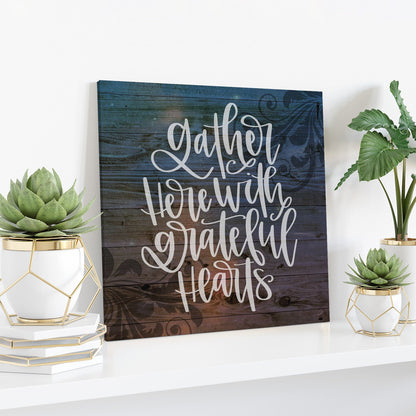Bible Verse Canvas - Gather Here With Grateful Hearts Canvas Wall Art - Scripture Canvas Wall Art - Ciaocustom