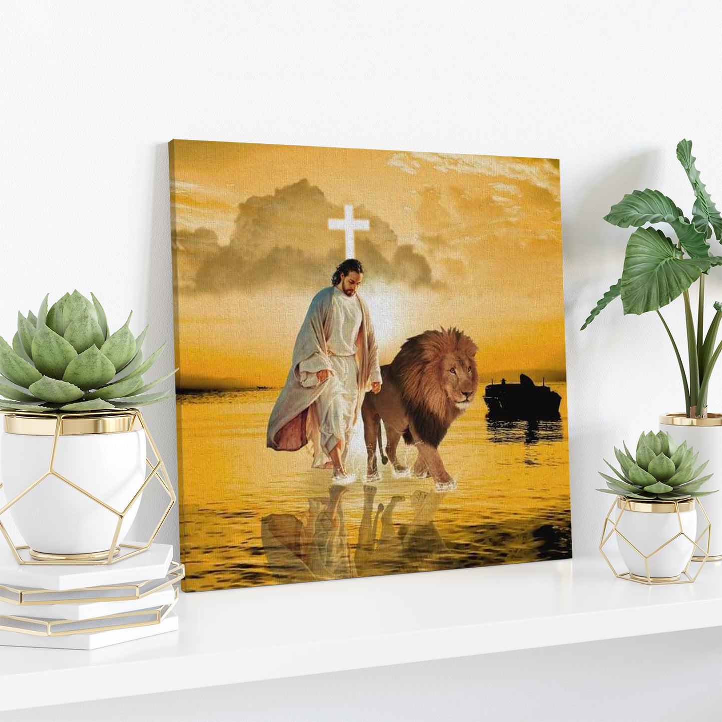 The Lion Of Judah - Jesus Walks On Water Canvas Wall Art - Ciaocustom