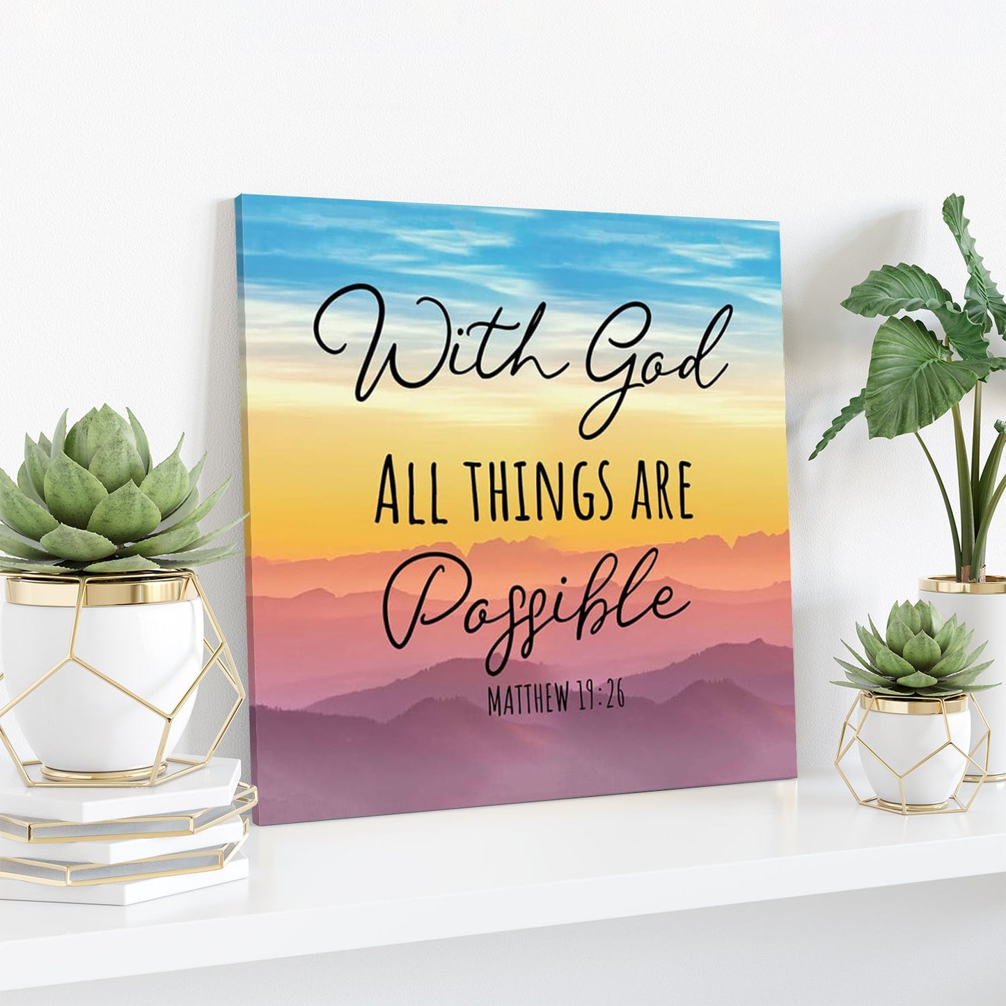 Bible Verse Canvas - With God All Things Are Possible Matthew 1926 Canvas Art - Scripture Canvas Wall Art - Ciaocustom