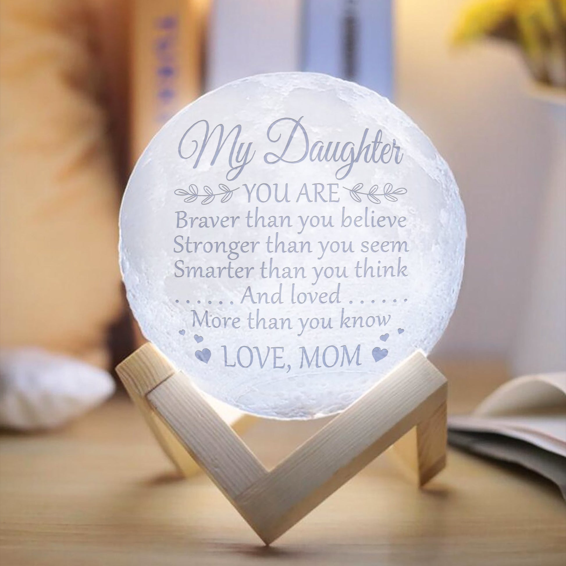 Mom Daughter Strong & Smart 3d Printed Moon Lamp - To My Daughter From Mom - Birthday Gift For Daughter - Valentines Day Gifts For Daughter
