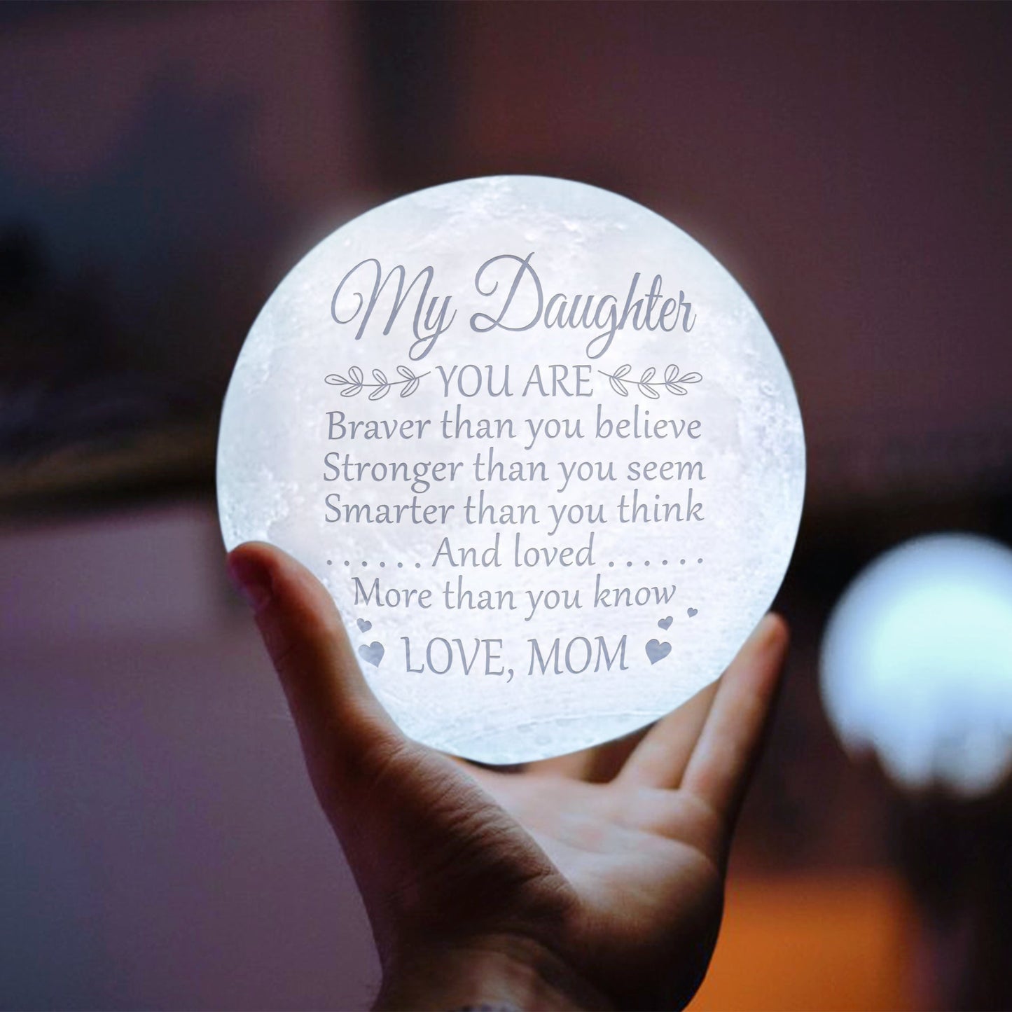 Mom Daughter Strong & Smart 3d Printed Moon Lamp - To My Daughter From Mom - Birthday Gift For Daughter - Valentines Day Gifts For Daughter