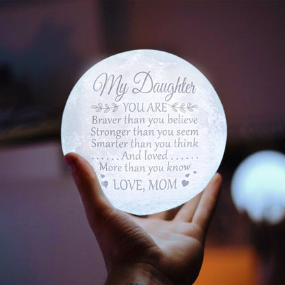 Mom Daughter Strong & Smart 3d Printed Moon Lamp - To My Daughter From Mom - Birthday Gift For Daughter - Valentines Day Gifts For Daughter