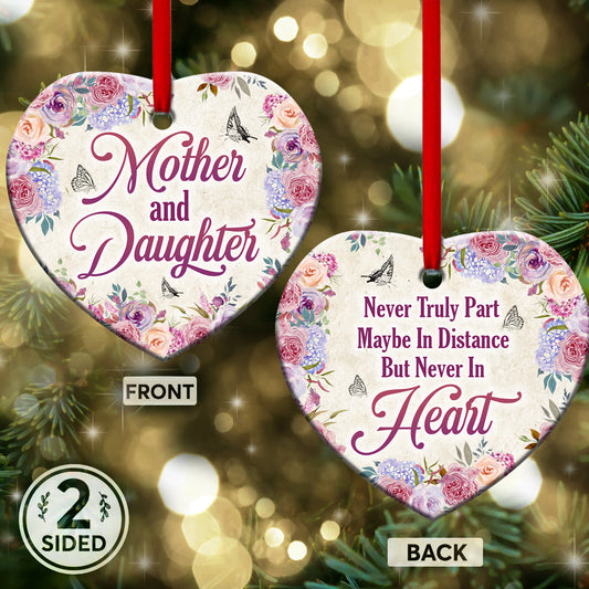 Mom Gift Mother And Daughter Heart Ceramic Ornament - Christmas Ornament - Christmas Gift