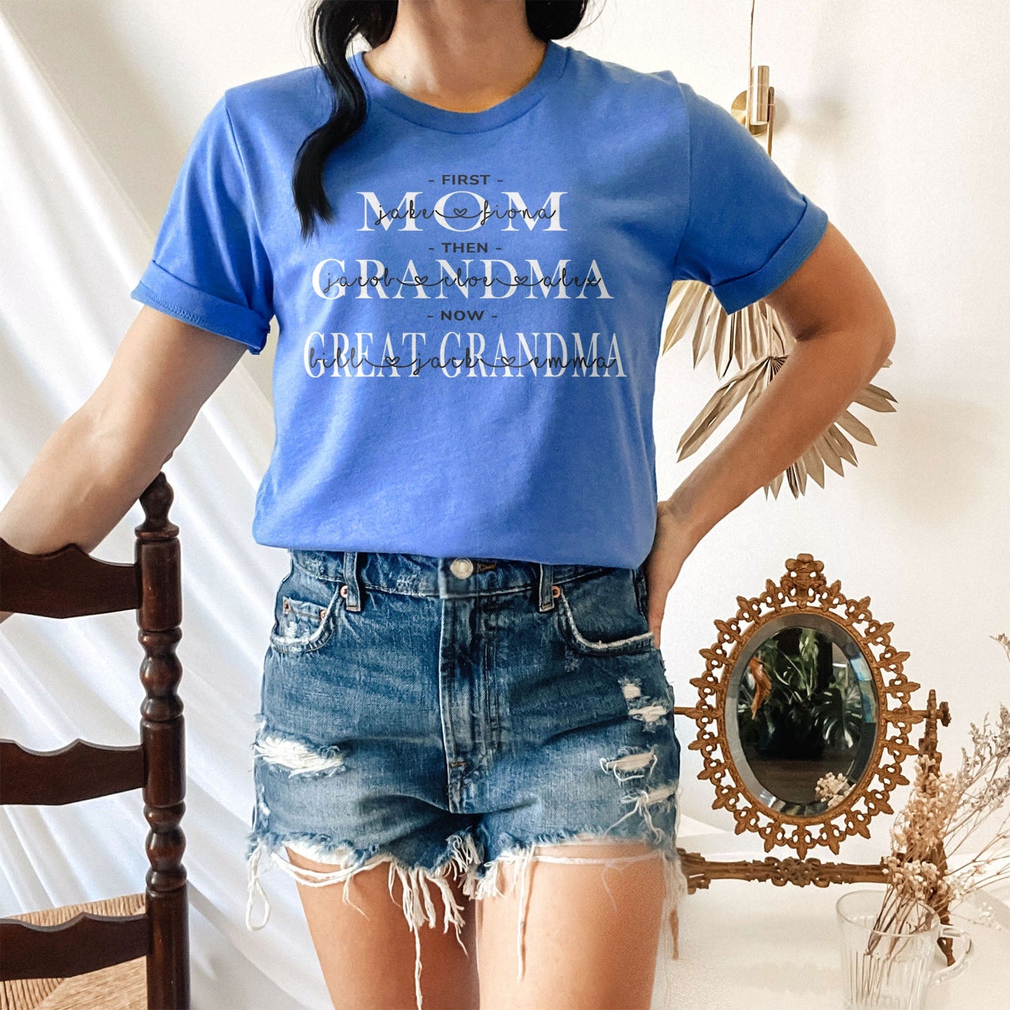 First Mom Then Grandma Now Great Grandma Personalized Tee Shirts For Women - Christian Shirts for Women - Religious Tee Shirts