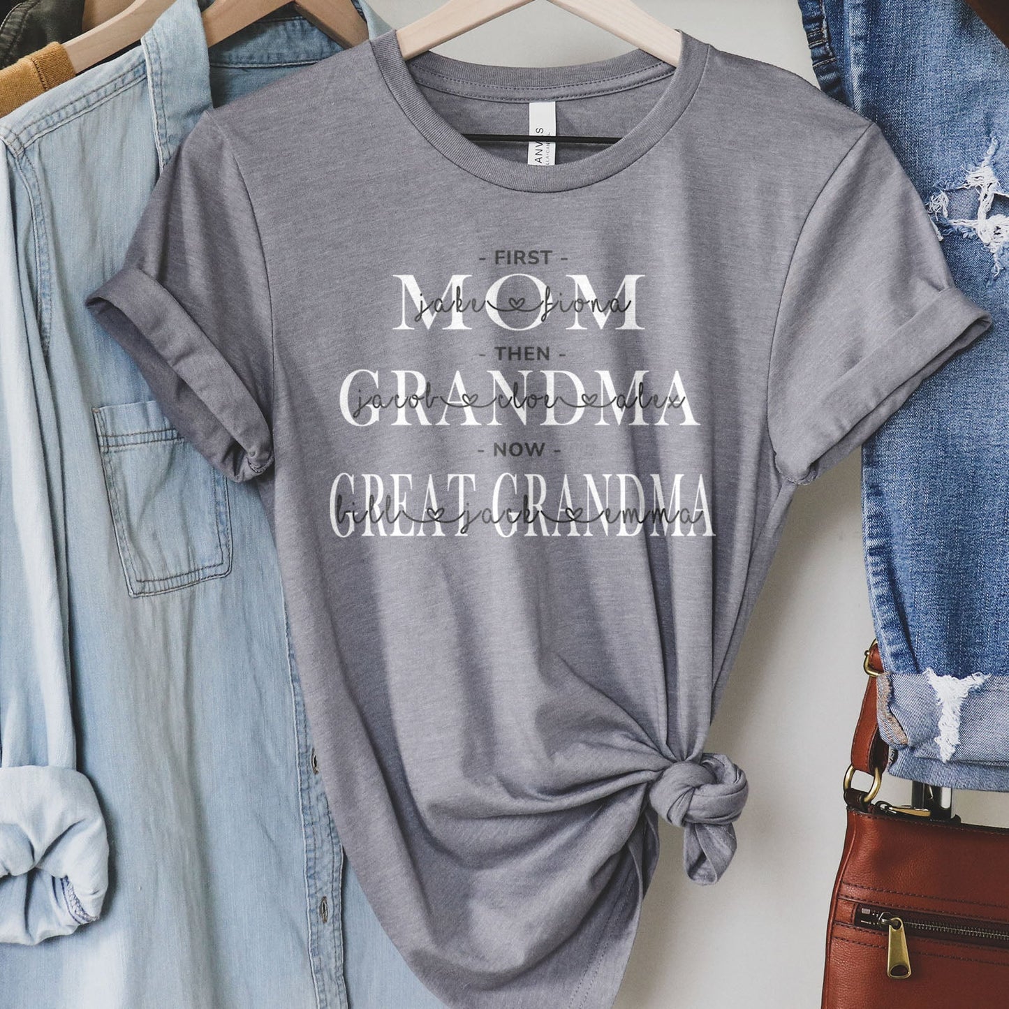 First Mom Then Grandma Now Great Grandma Personalized Tee Shirts For Women - Christian Shirts for Women - Religious Tee Shirts