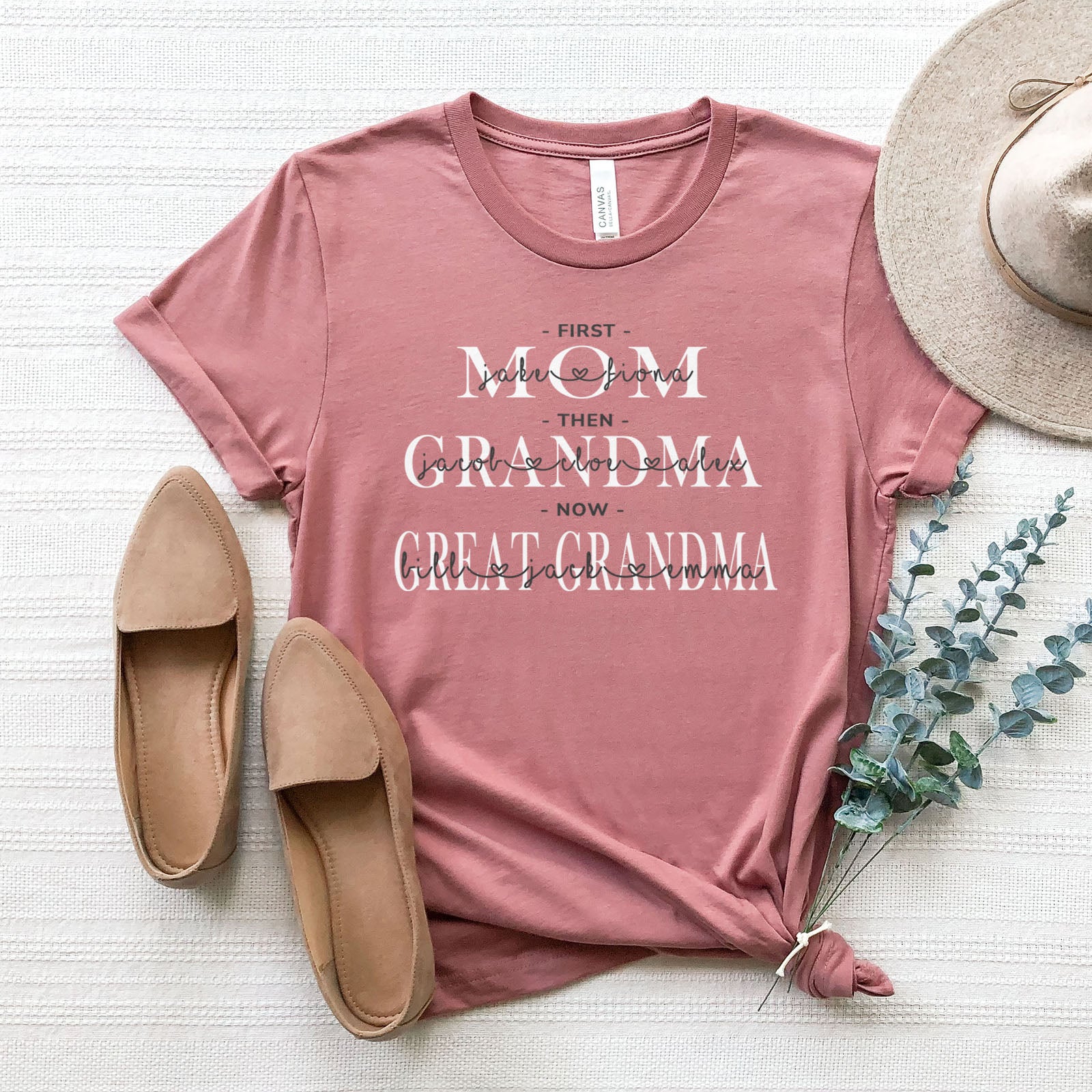 First Mom Then Grandma Now Great Grandma Personalized Tee Shirts For Women - Christian Shirts for Women - Religious Tee Shirts