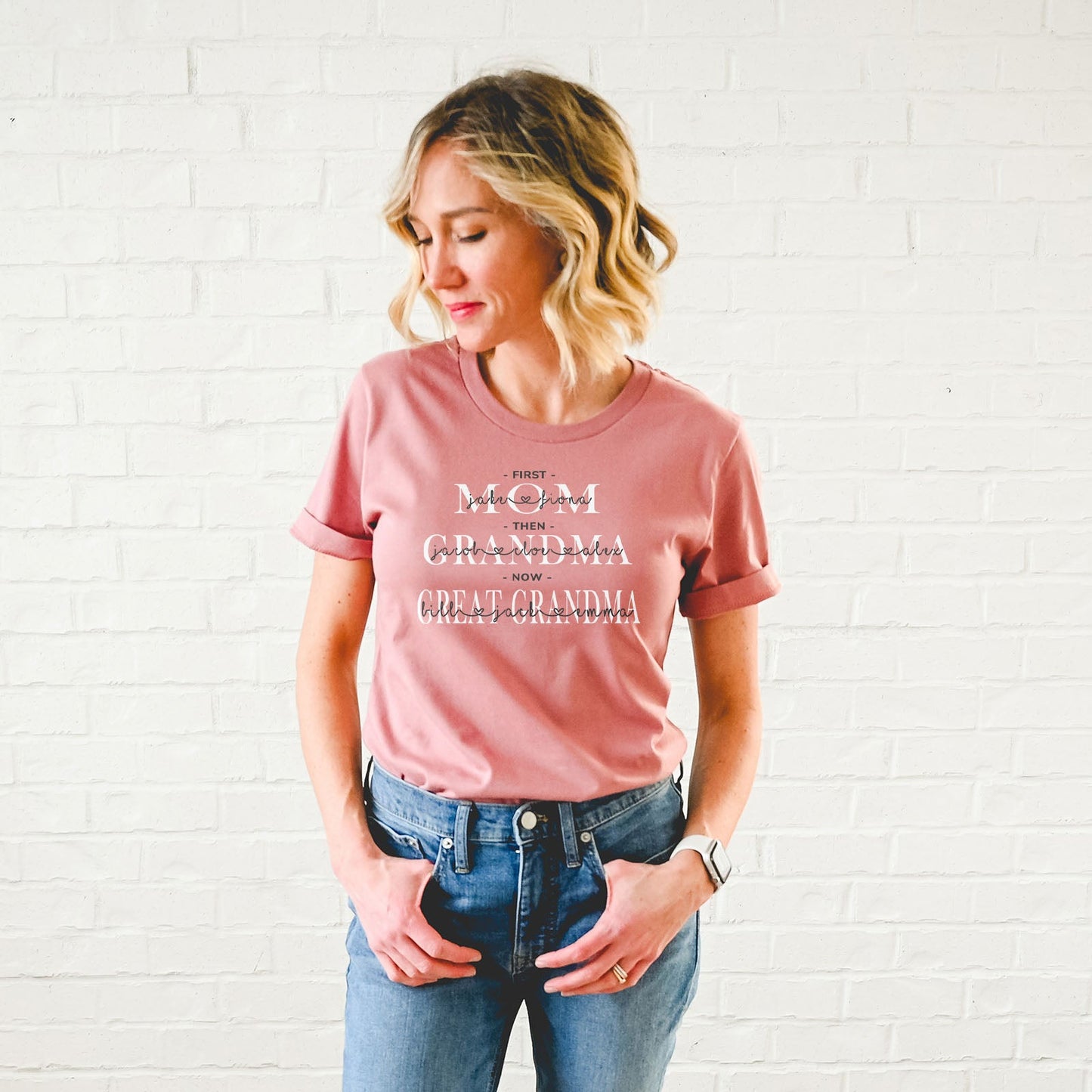 First Mom Then Grandma Now Great Grandma Personalized Tee Shirts For Women - Christian Shirts for Women - Religious Tee Shirts