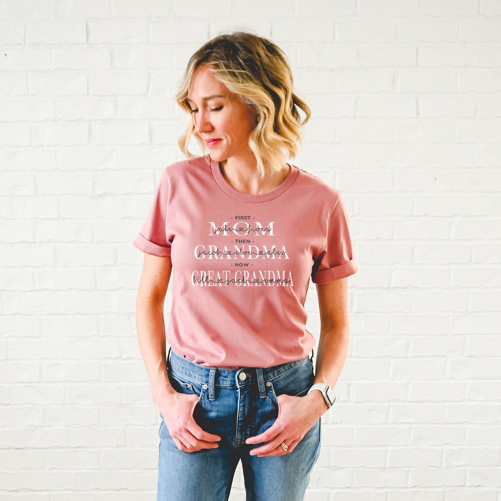 First Mom Then Grandma Now Great Grandma Personalized Tee Shirts For Women - Christian Shirts for Women - Religious Tee Shirts