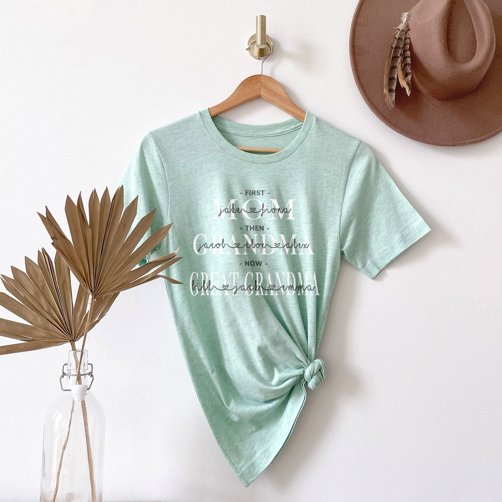 First Mom Then Grandma Now Great Grandma Personalized Tee Shirts For Women - Christian Shirts for Women - Religious Tee Shirts