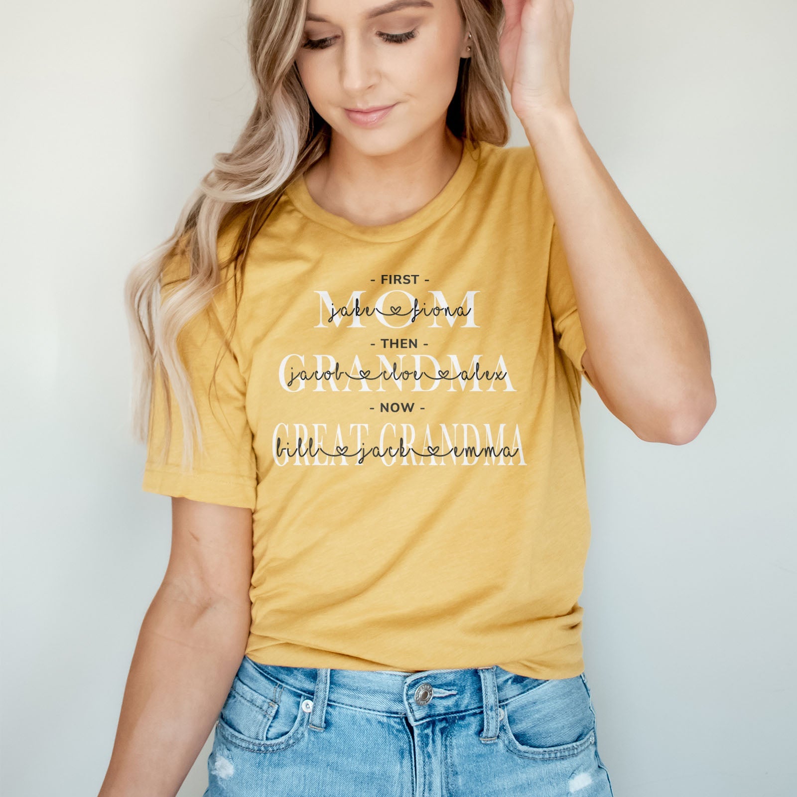 First Mom Then Grandma Now Great Grandma Personalized Tee Shirts For Women - Christian Shirts for Women - Religious Tee Shirts