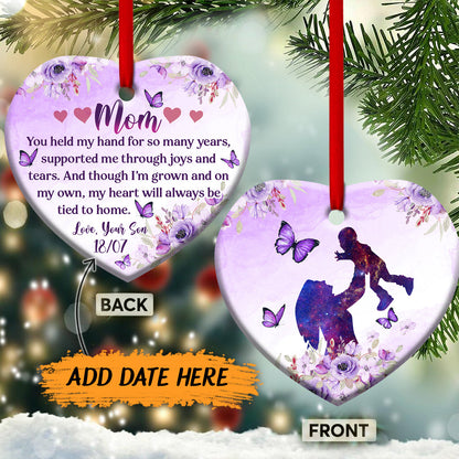 Mom You Held My Hand For So Many Years Heart Ceramic Ornament - Christmas Ornament - Christmas Gift