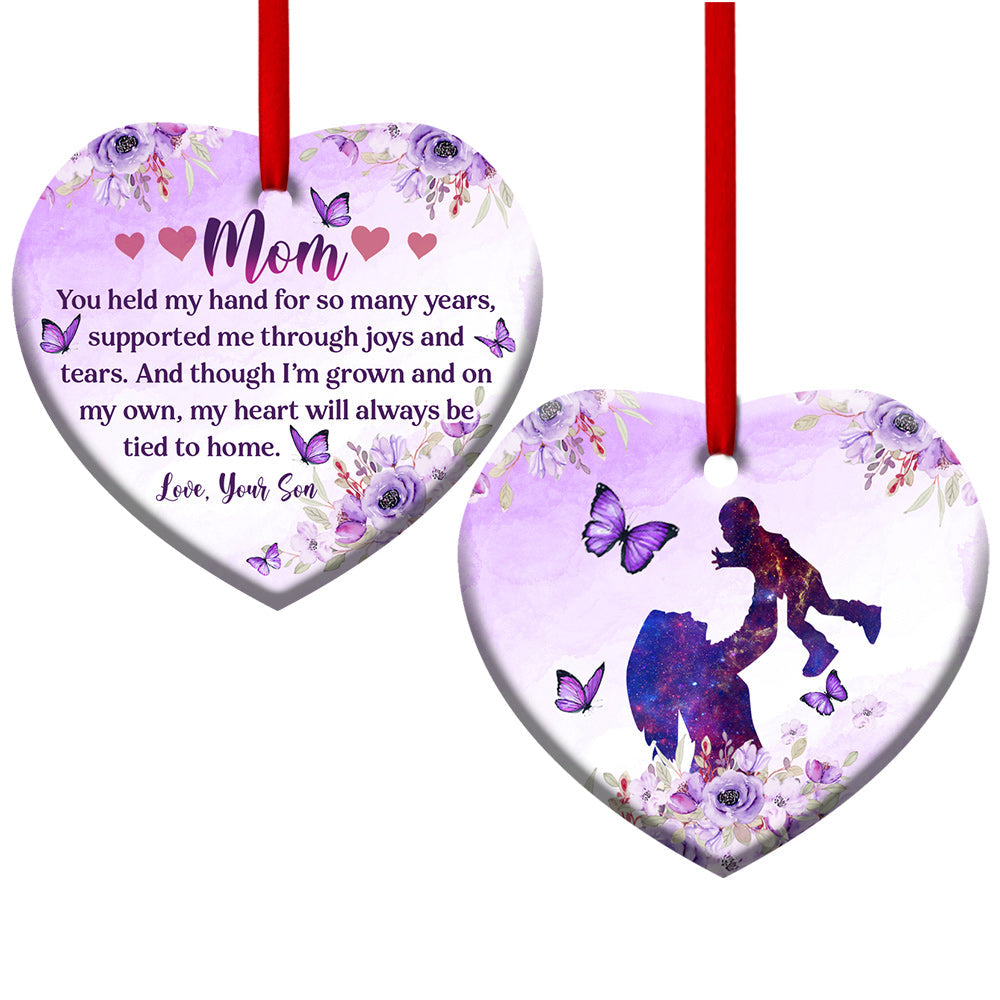 Mom You Held My Hand For So Many Years Heart Ceramic Ornament - Christmas Ornament - Christmas Gift