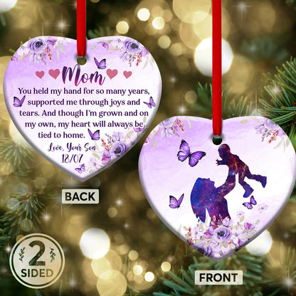 Mom You Held My Hand For So Many Years Heart Ceramic Ornament - Christmas Ornament - Christmas Gift