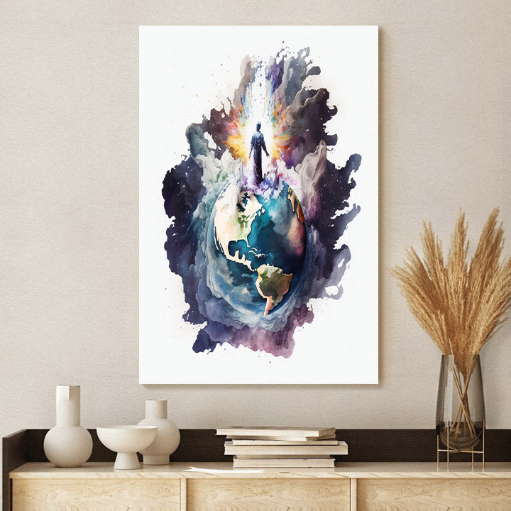 Moment Of Creation In Watercolor 1 - Canvas Pictures - Jesus Canvas Art - Christian Wall Art