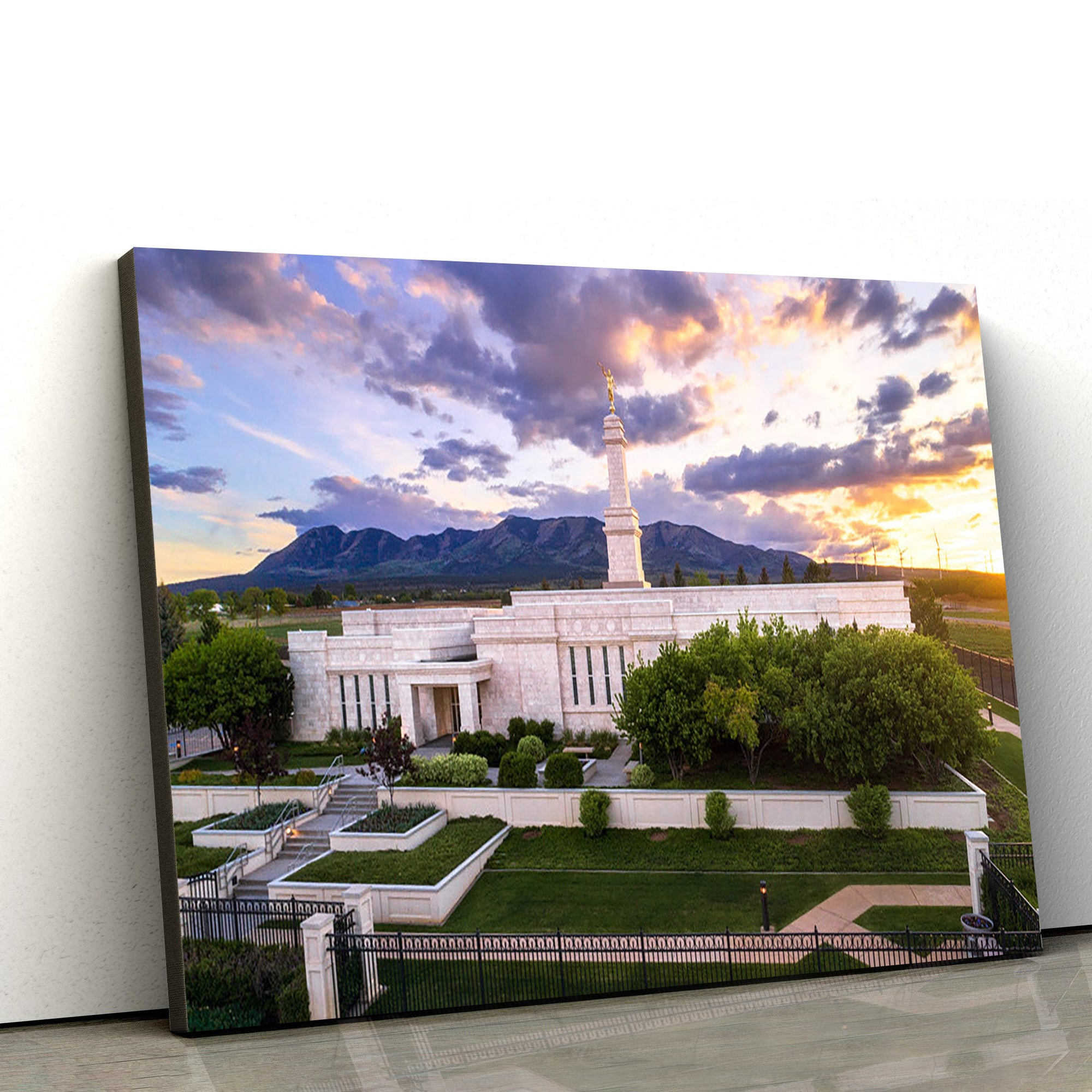 Monticello Temple Blue Abajo Mountains Canvas Wall Art - Jesus Christ Picture - Canvas Christian Wall Art