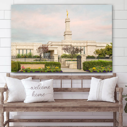 Monticello Temple Pink Clouds Canvas Wall Art - Jesus Christ Picture - Canvas Christian Wall Art