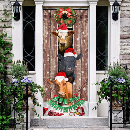 Moo-ry Christmas Cow Door Cover - Christmas Outdoor Decoration