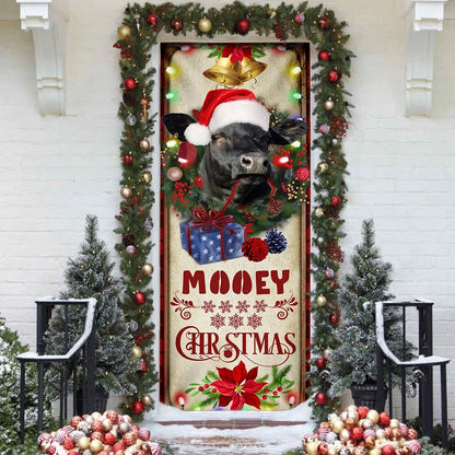 Mooey Christmas Cattle Farm Door Cover - Christmas Door Cover Decorations - Christmas Outdoor Decoration