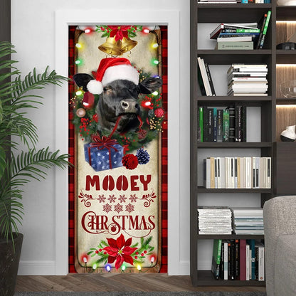 Mooey Christmas Cattle Farm Door Cover - Christmas Door Cover Decorations - Christmas Outdoor Decoration