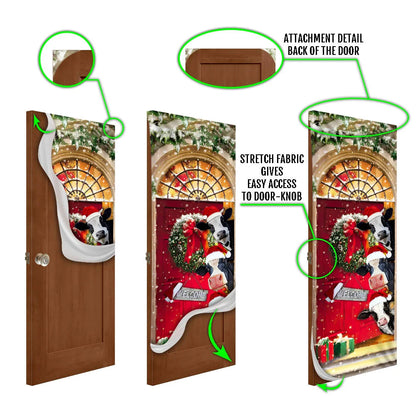Mooey Christmas Cow Cattle Door Cover - Christmas Door Cover Decorations - Christmas Outdoor Decoration