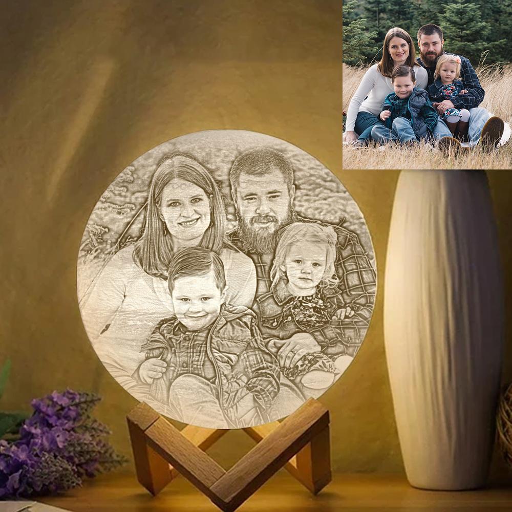 Moon Lamp 3D Print Personalized Happy Family - Custom Gifts For Family - Personalized Moon Lamp
