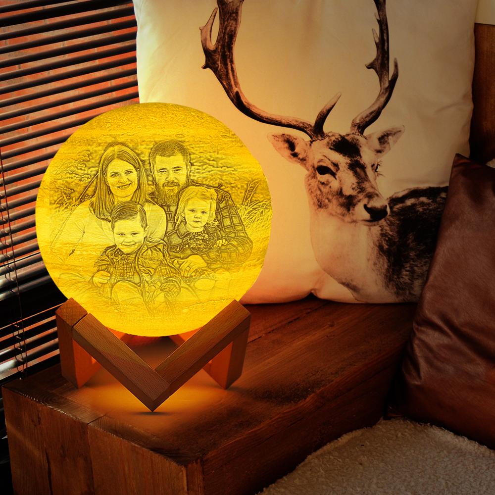 Moon Lamp 3D Print Personalized Happy Family - Custom Gifts For Family - Personalized Moon Lamp