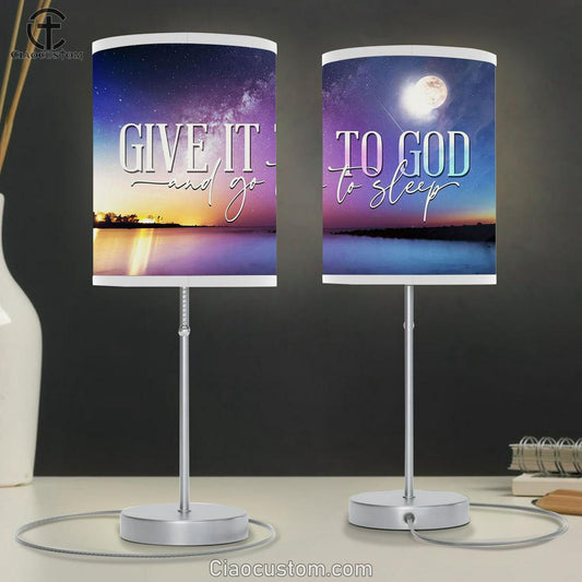 Moon Night Sky Give It To God And Go To Sleep Lamp Art Table Lamp - Christian Lamp Art Decor - Scripture Table Lamp Prints