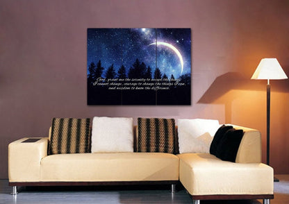 Moon Serenity Prayer Wall Art - Christian Canvas Wall Art