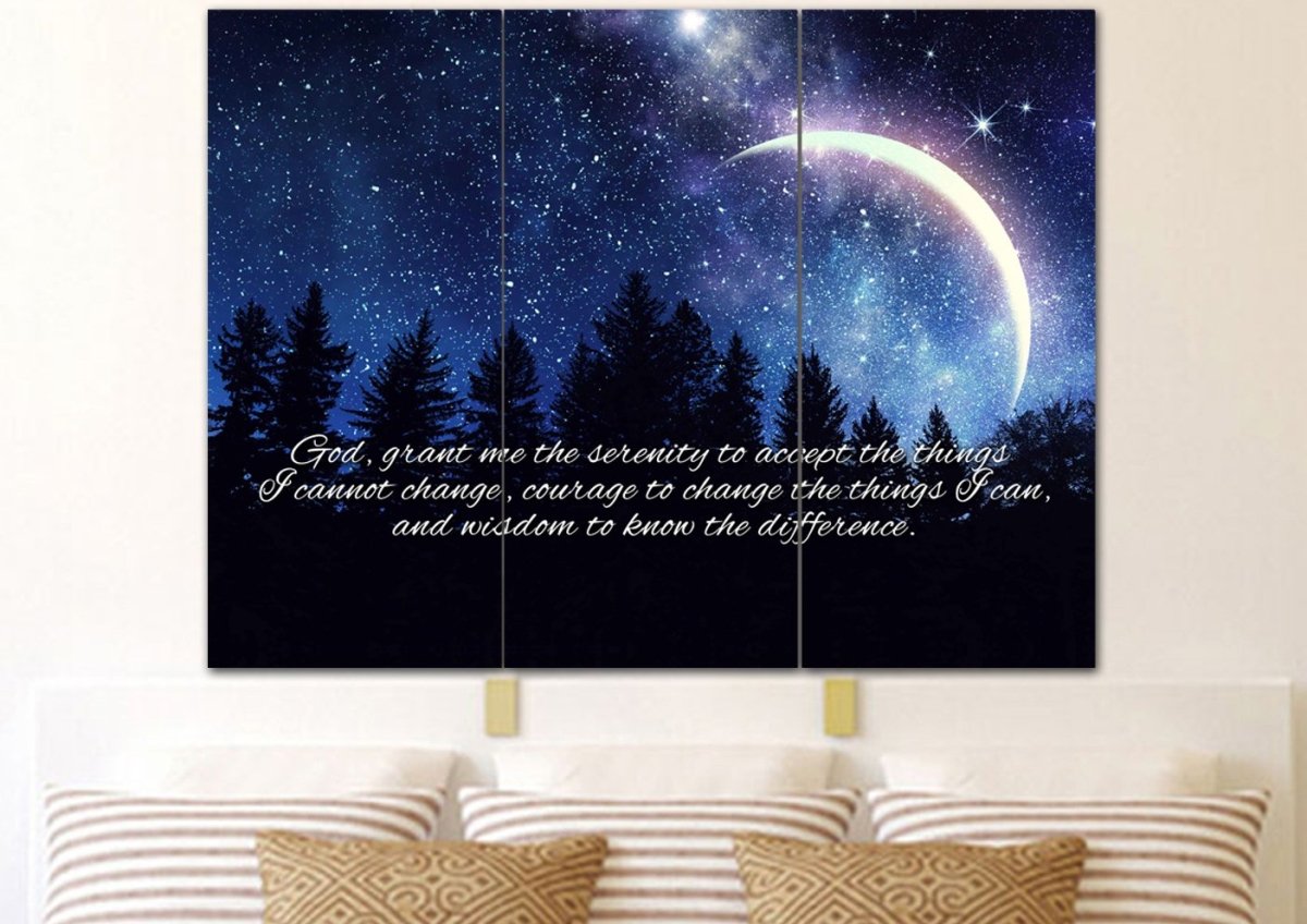 Moon Serenity Prayer Wall Art - Christian Canvas Wall Art
