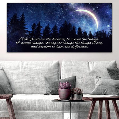 Moon Serenity Prayer Wall Art - Christian Canvas Wall Art