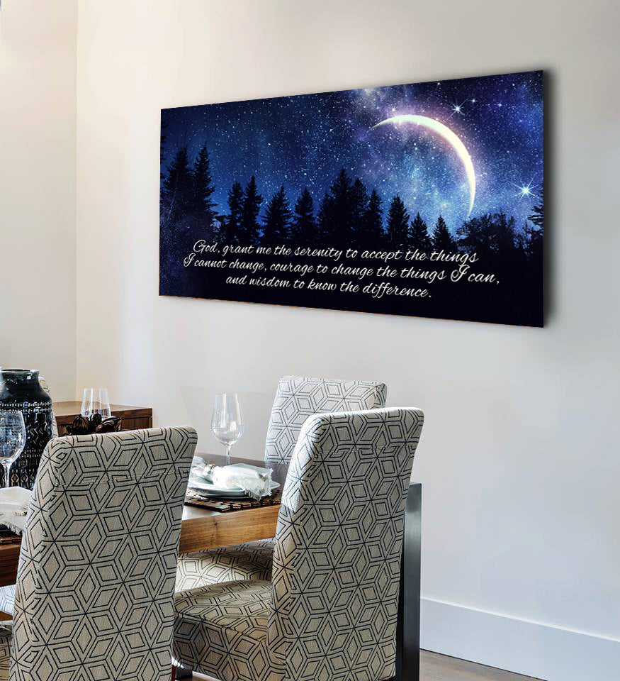 Moon Serenity Prayer Wall Art - Christian Canvas Wall Art