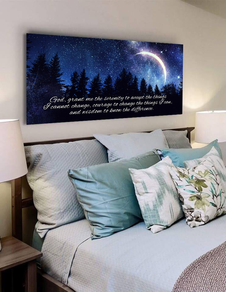 Moon Serenity Prayer Wall Art - Christian Canvas Wall Art