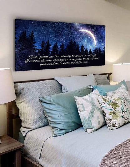 Moon Serenity Prayer Wall Art - Christian Canvas Wall Art