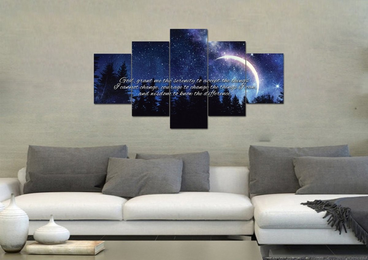 Moon Serenity Prayer Wall Art - Christian Canvas Wall Art