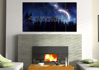 Moon Serenity Prayer Wall Art - Christian Canvas Wall Art