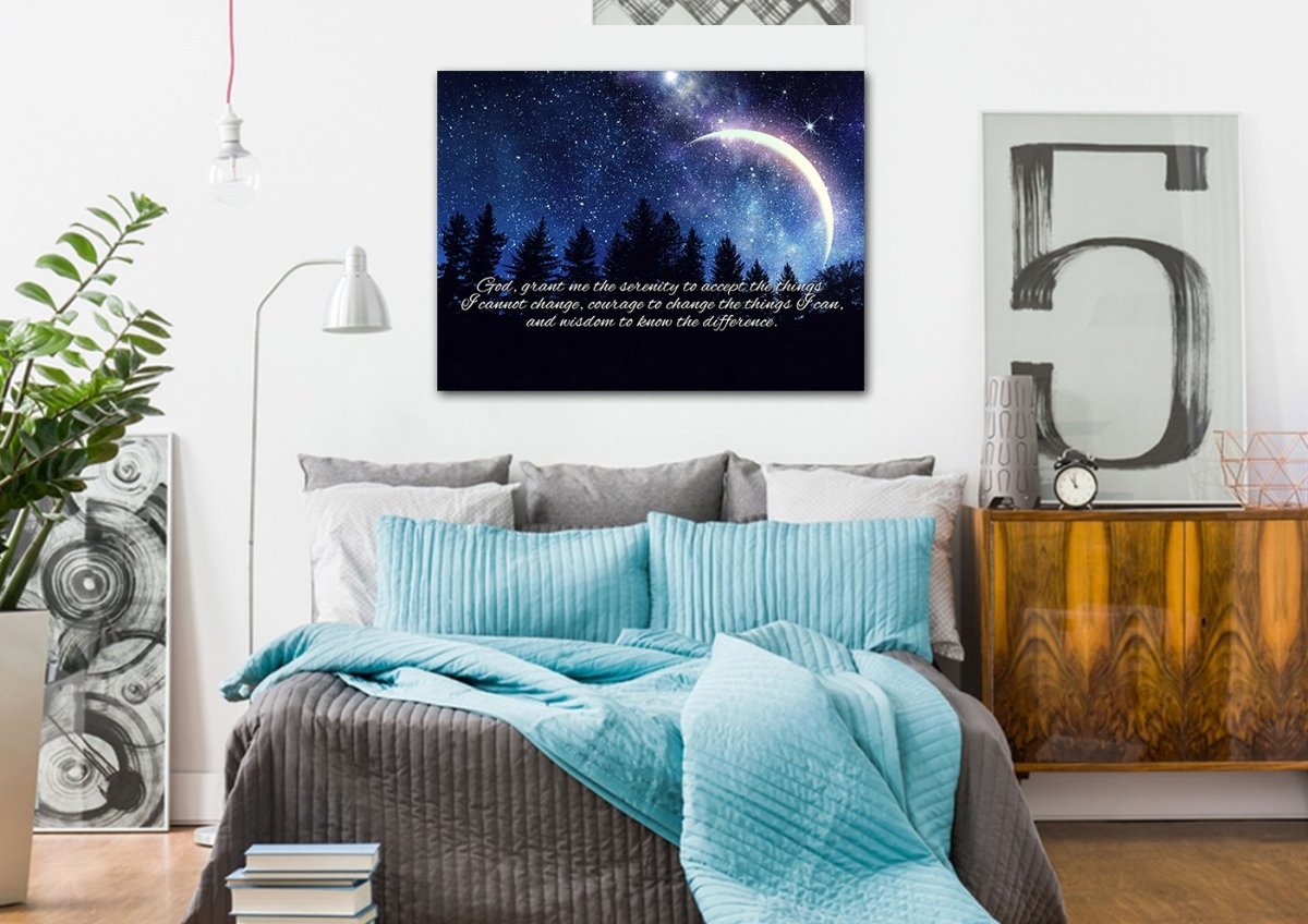 Moon Serenity Prayer Wall Art - Christian Canvas Wall Art
