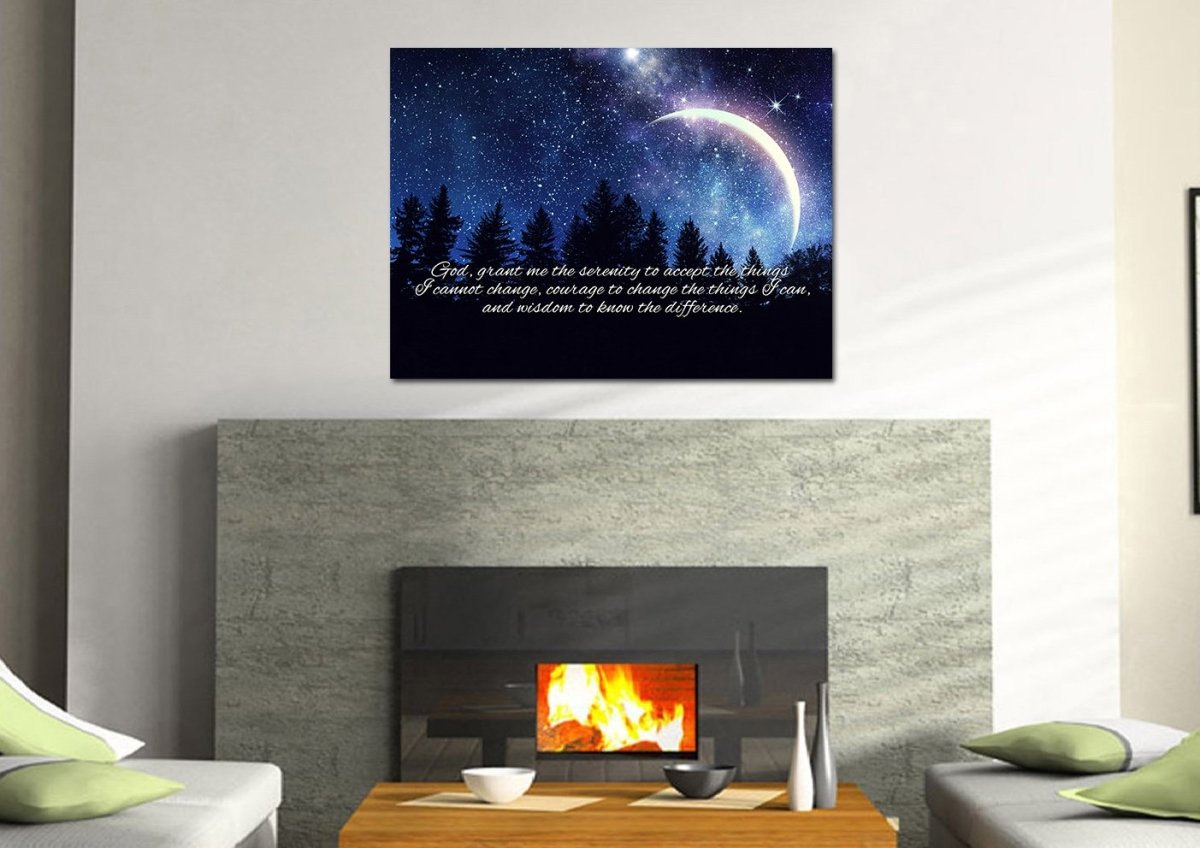 Moon Serenity Prayer Wall Art - Christian Canvas Wall Art