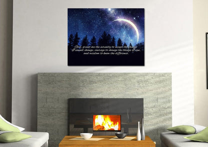 Moon Serenity Prayer Wall Art - Christian Canvas Wall Art