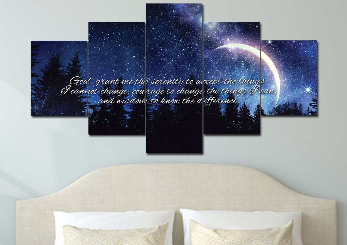 Moon Serenity Prayer Wall Art - Christian Canvas Wall Art