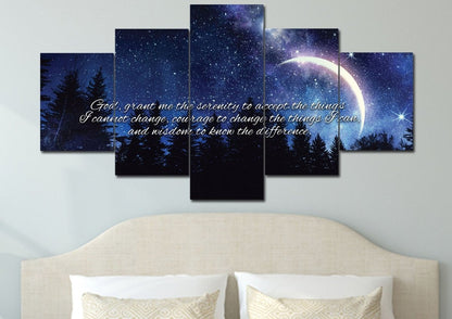 Moon Serenity Prayer Wall Art - Christian Canvas Wall Art
