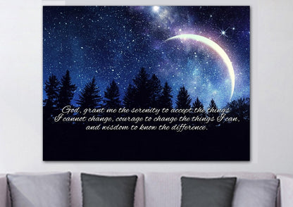 Moon Serenity Prayer Wall Art - Christian Canvas Wall Art