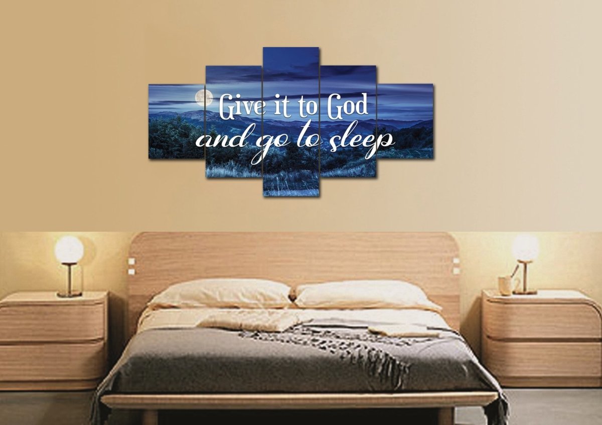 Moonlight Give It To God And Go To Sleep Sign, Wall Art & Decor - Christian Canvas Wall Art