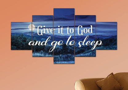 Moonlight Give It To God And Go To Sleep Sign, Wall Art & Decor - Christian Canvas Wall Art