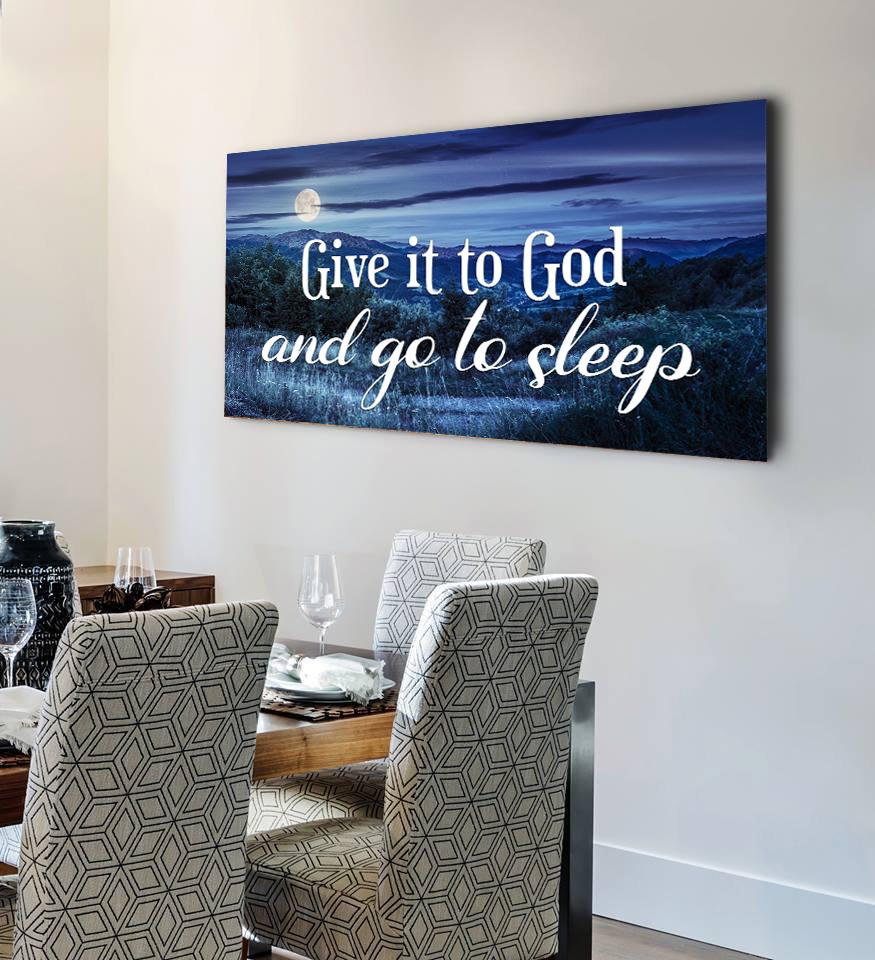 Moonlight Give It To God And Go To Sleep Sign, Wall Art & Decor - Christian Canvas Wall Art
