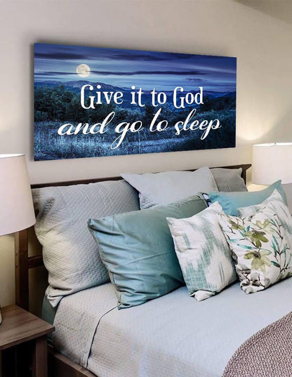 Moonlight Give It To God And Go To Sleep Sign, Wall Art & Decor - Christian Canvas Wall Art