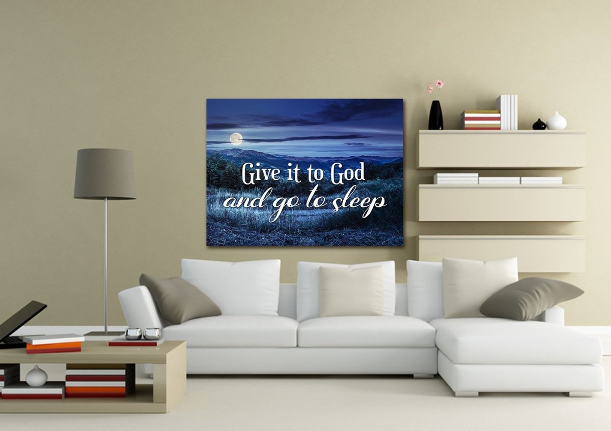 Moonlight Give It To God And Go To Sleep Sign, Wall Art & Decor - Christian Canvas Wall Art