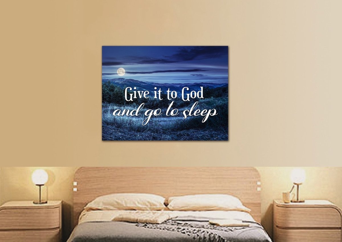 Moonlight Give It To God And Go To Sleep Sign, Wall Art & Decor - Christian Canvas Wall Art