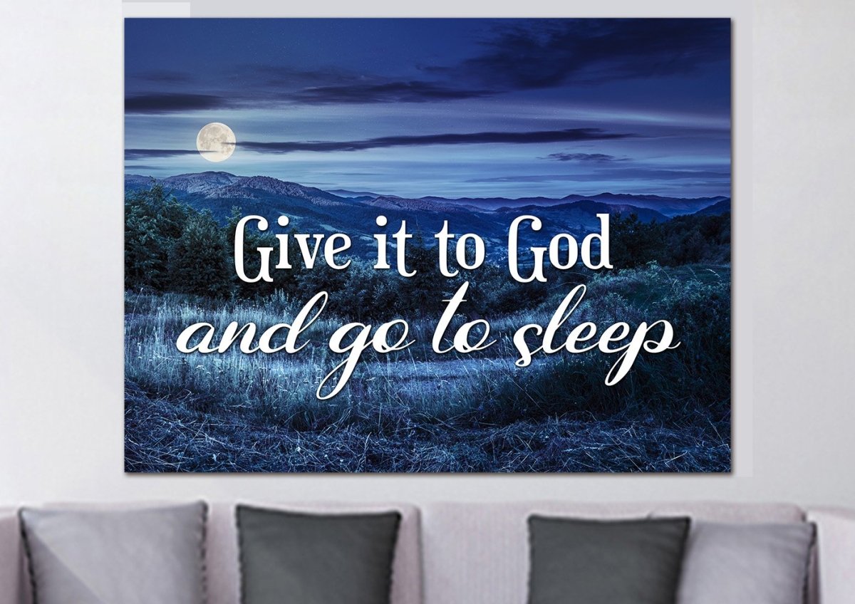 Moonlight Give It To God And Go To Sleep Sign, Wall Art & Decor - Christian Canvas Wall Art