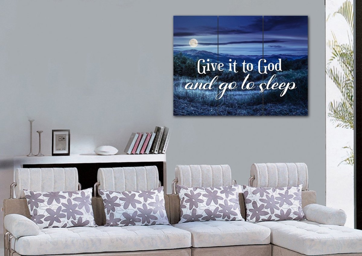 Moonlight Give It To God And Go To Sleep Sign, Wall Art & Decor - Christian Canvas Wall Art