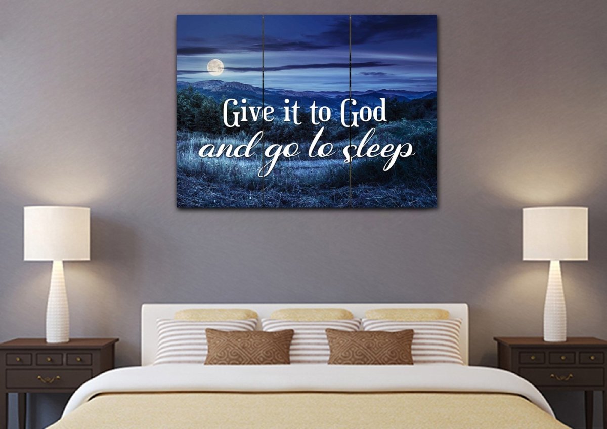 Moonlight Give It To God And Go To Sleep Sign, Wall Art & Decor - Christian Canvas Wall Art